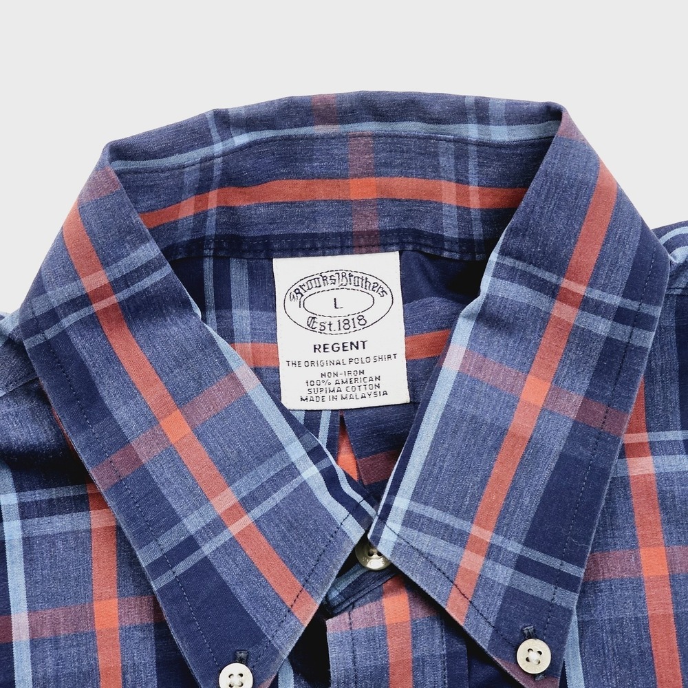 Brooks Brothers 1818 Regent Fit Plaid Mens Large Blue Red Preppy Classic‎ - Picture 4 of 6